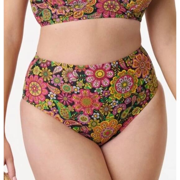 Unique Vintage Flower Child High Waist Bikini Bottom 4X NWOT - Picture 1 of 4